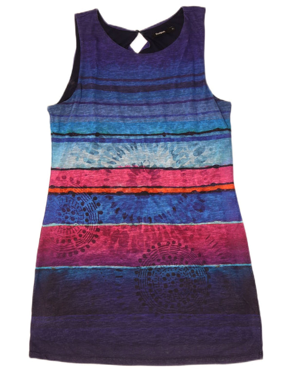Desigual Damen Grafik-T-Shirt-Kleid UK 18 XL Mehrfarbig gestreift