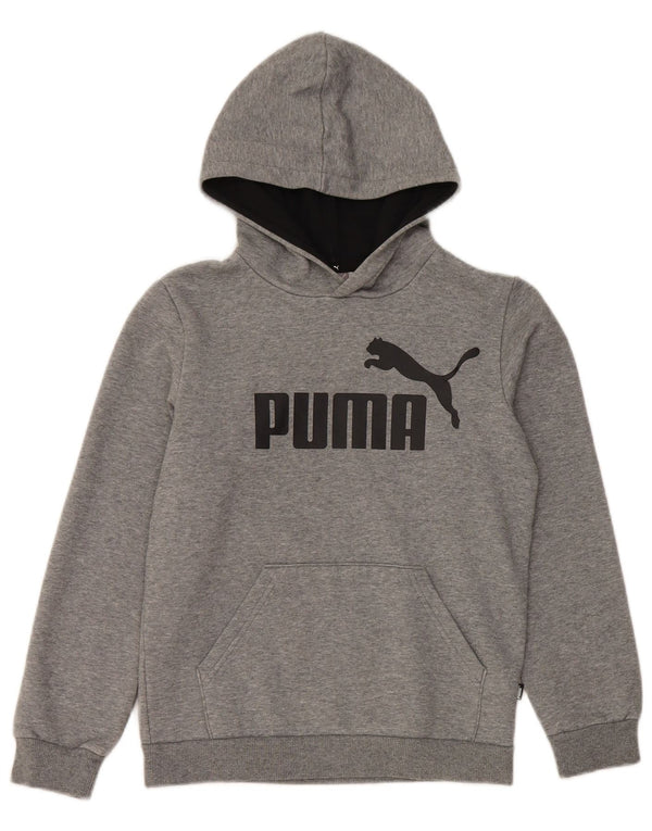 PUMA Jungen Graphic Hoodie Pullover 11–12 Jahre, graue Baumwolle