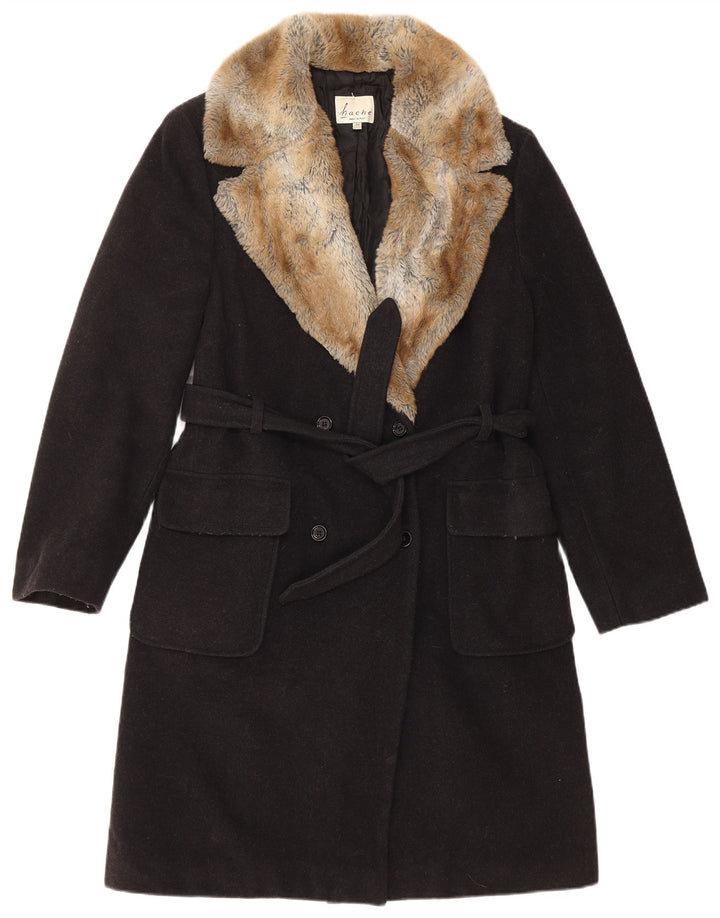 Hache Damen Zweireihiger Mantel IT 44 Medium Schwarz