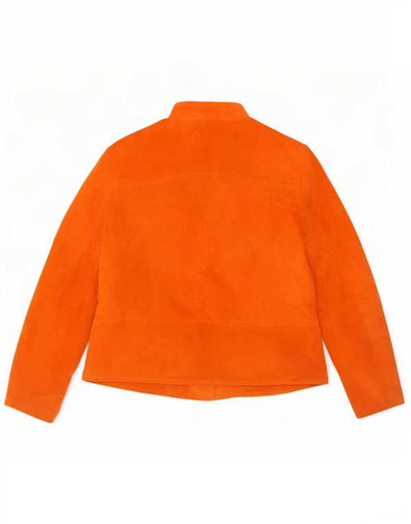 Vintage Damen Wildlederjacke UK 16 Großes Orange Leder