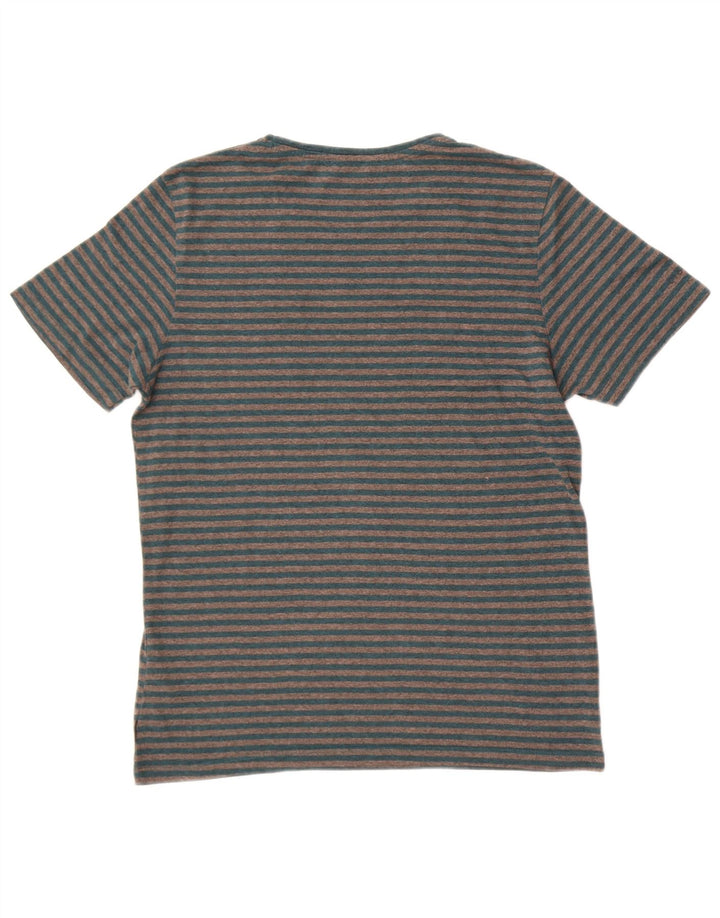 Jack & Jones Herren-T-Shirt-Oberteil aus mittelgrauer, gestreifter Baumwolle
