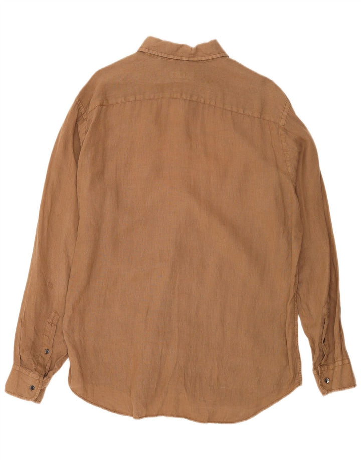 Fay Herrenhemd Größe 40 15 3/4 Mittelbeiges Leinen