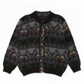 Vintage Herren Cardigan Pullover Großes grünes geometrisches Acryl
