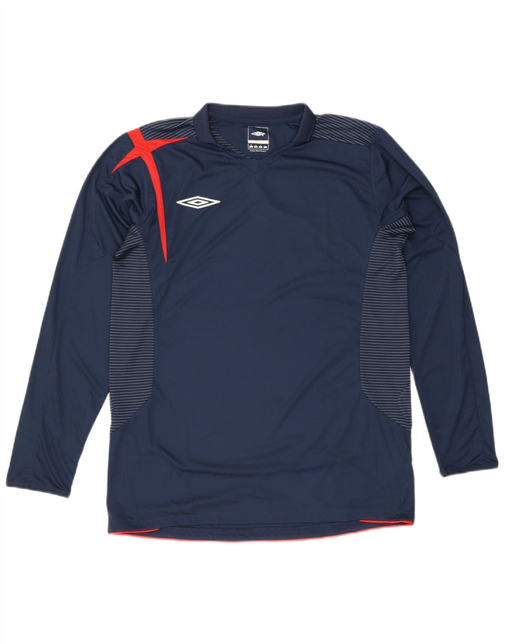 Umbro Herren-Oberteil, langärmelig, mittelblau, gestreift, Polyester