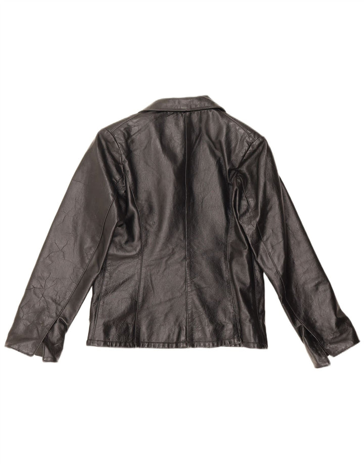 Vintage Damen Lederjacke UK 14 Mittelschwarzes Leder