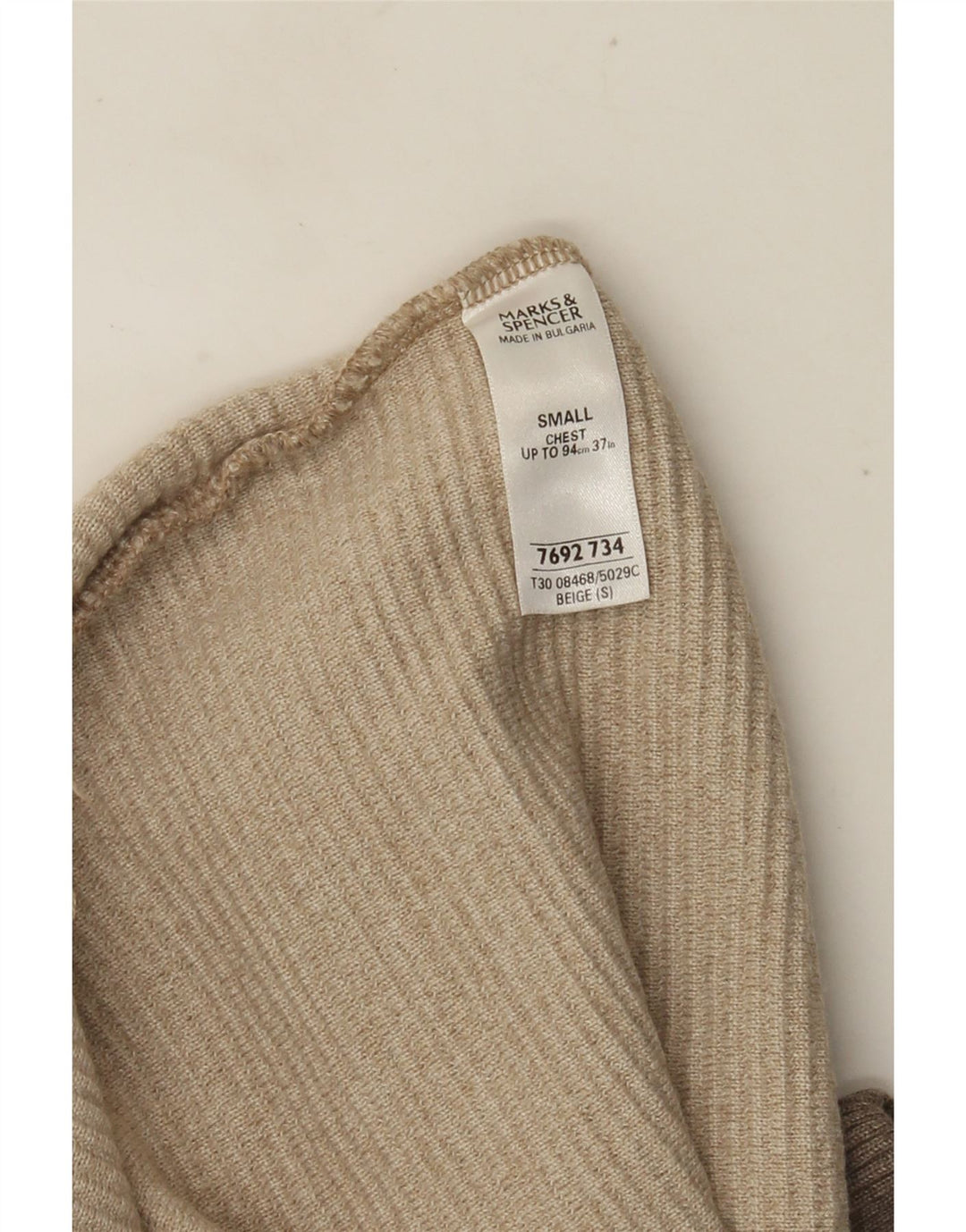 Marks & Spencer Herren-Pullover mit V-Ausschnitt, klein, Beige, Farbblock-Acryl