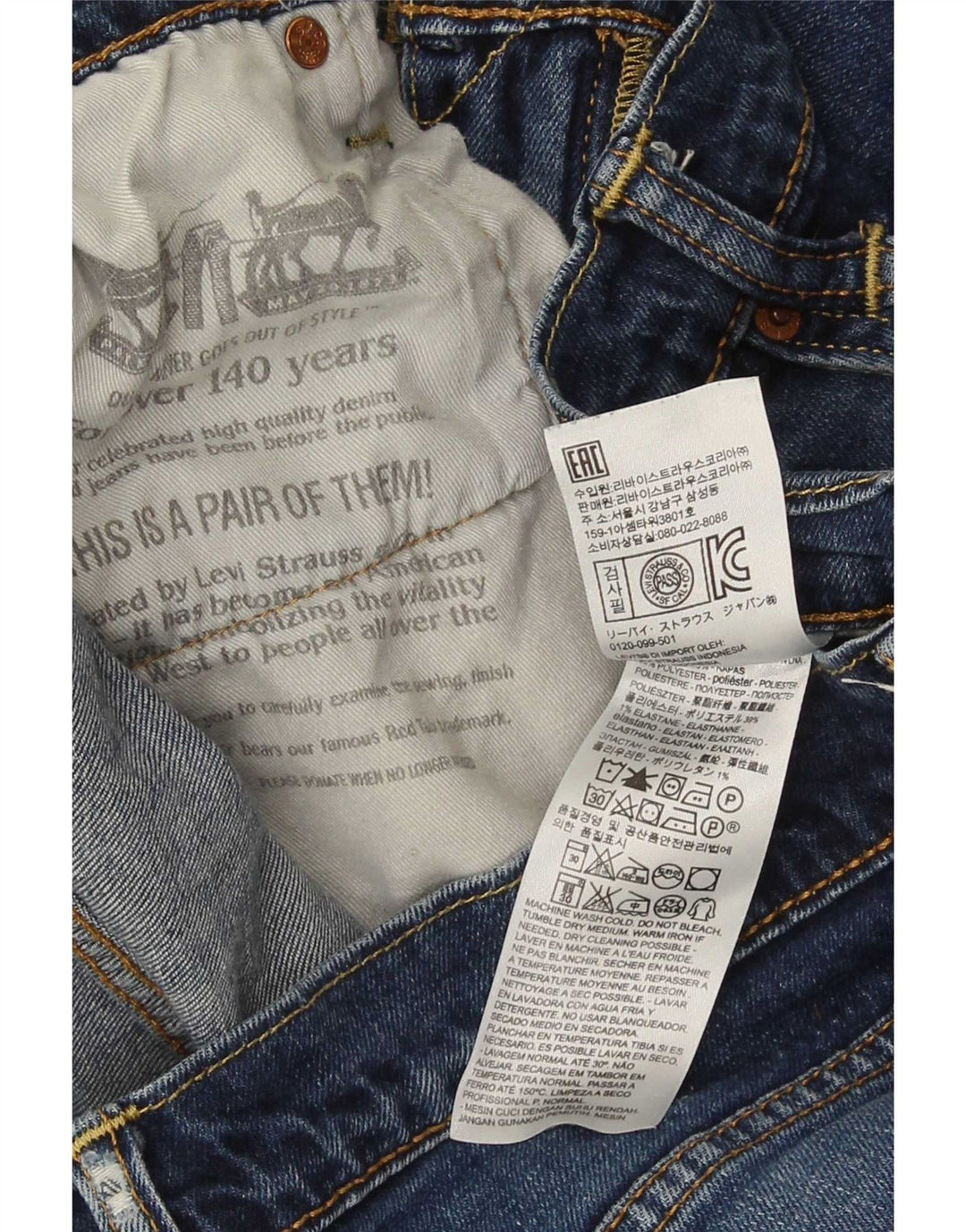 Levi's Damen Distressed Straight Jeans W33 L32 Blaue Baumwolle