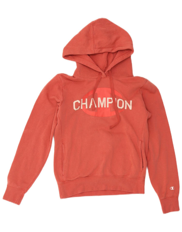 Champion Damen Graphic Hoodie Pullover UK 6 XS Rot