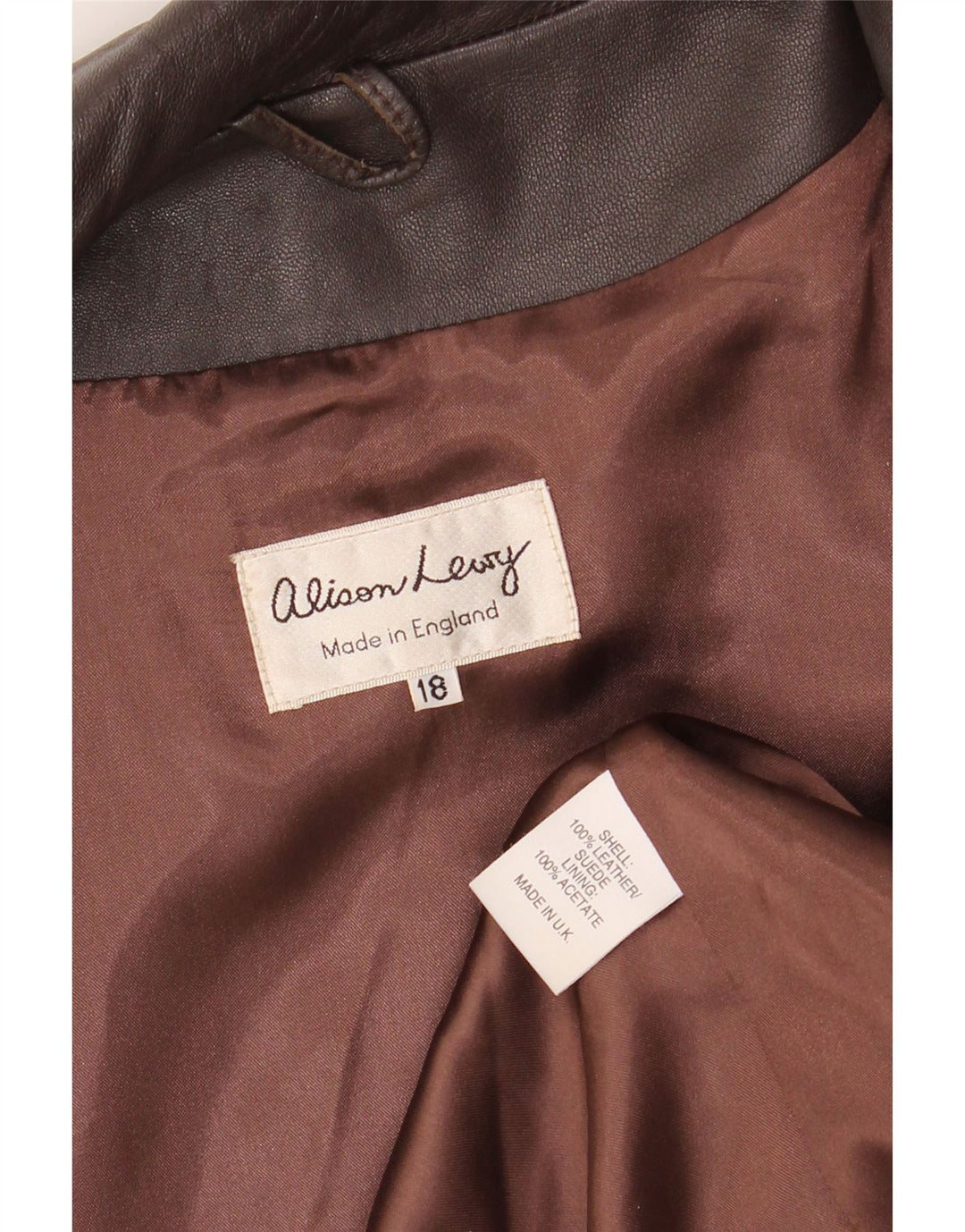 Vintage Damen 3 Knopf Leder Blazer Jacke UK 18 XL Braunes Leder