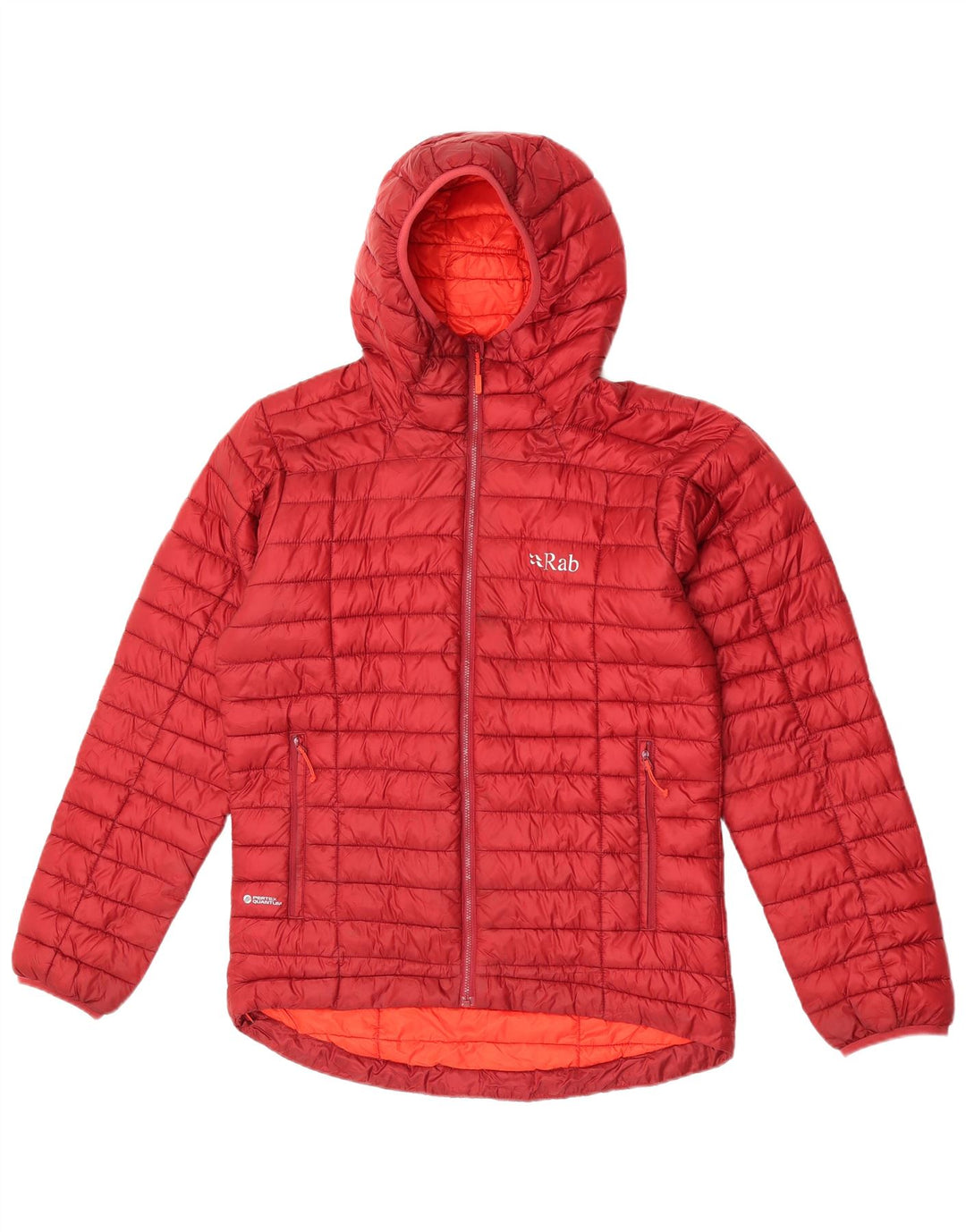 Rab Wattierte Herrenjacke mit Kapuze, UK 38, Mittelrot, Polyamid