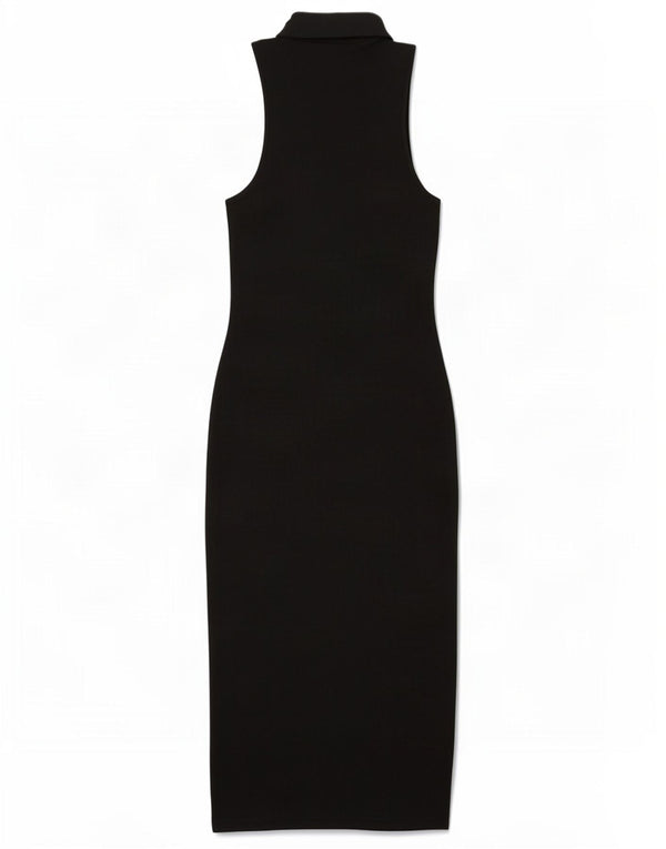 Zara Damen ärmelloses Pulloverkleid UK 12 Mittelschwarze Baumwolle