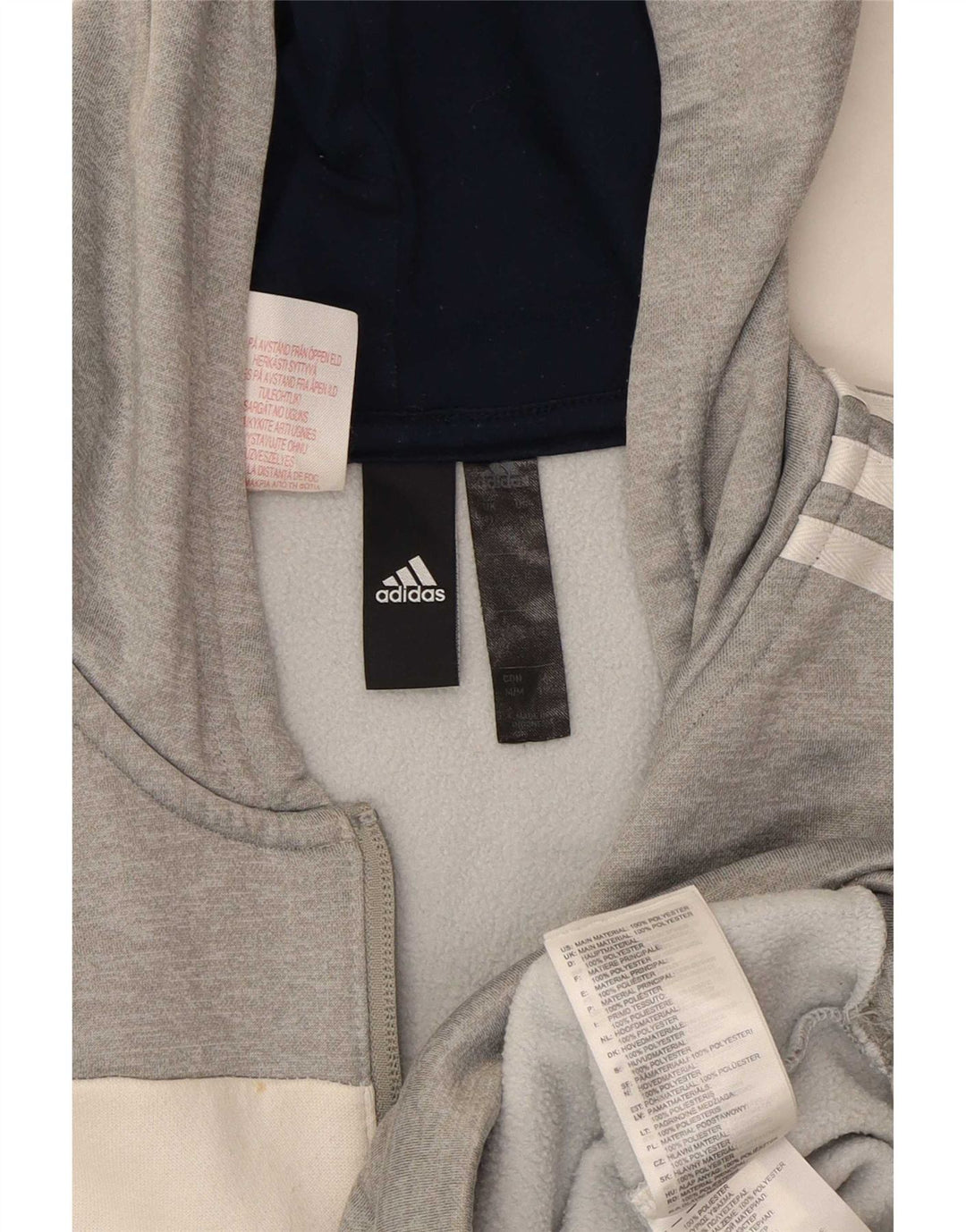 Adidas Kapuzenpullover für Jungen, 11–12 Jahre, graues Colourblock-Polyester