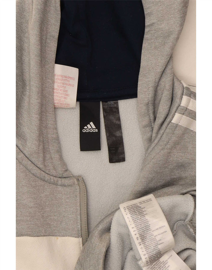 Adidas Kapuzenpullover für Jungen, 11–12 Jahre, graues Colourblock-Polyester