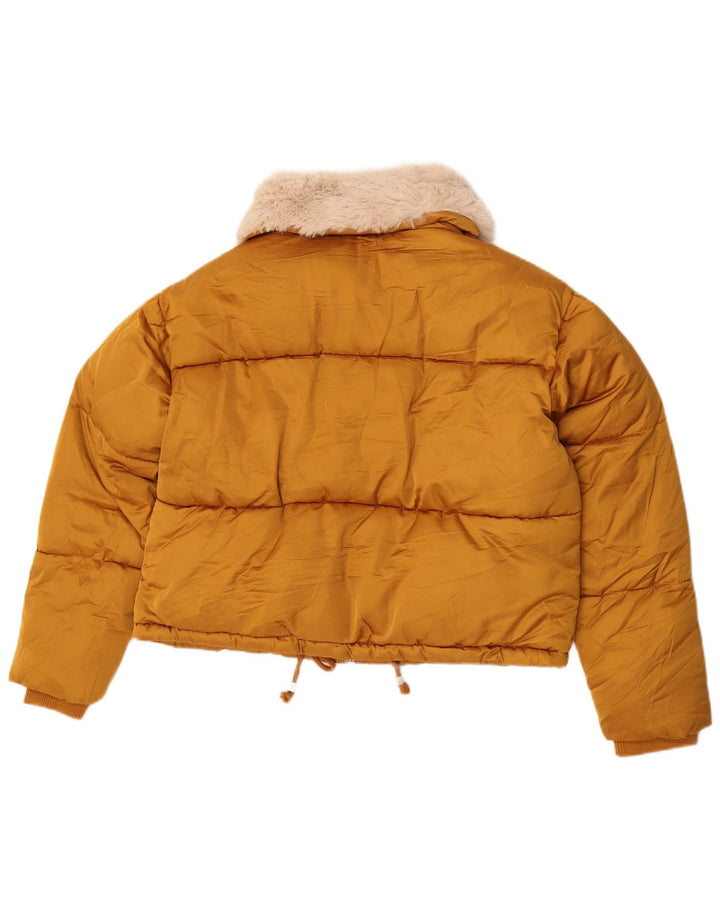 Topshop Womens Crop Oversized Wattierte Jacke UK 10 Small Gelb Polyester