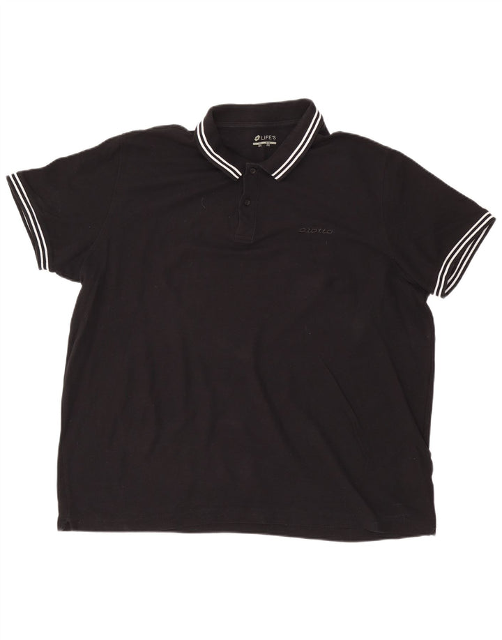 LOTTO Mens Polo Shirt 2XL Black Cotton