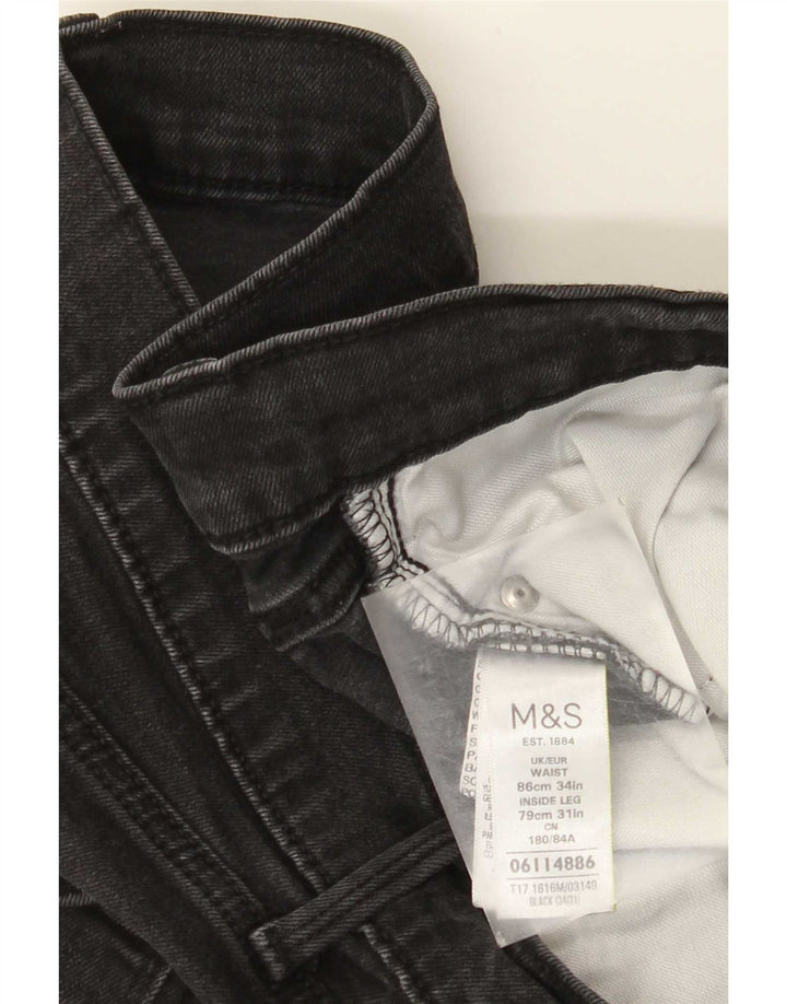 Marks & Spencer Herren Straight Jeans W34 L31 Schwarze Baumwolle