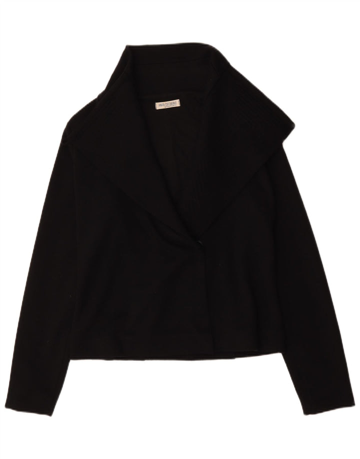 Vintage Damen 1 Knopf Blazer Jacke IT 48 XL Schwarze Wolle