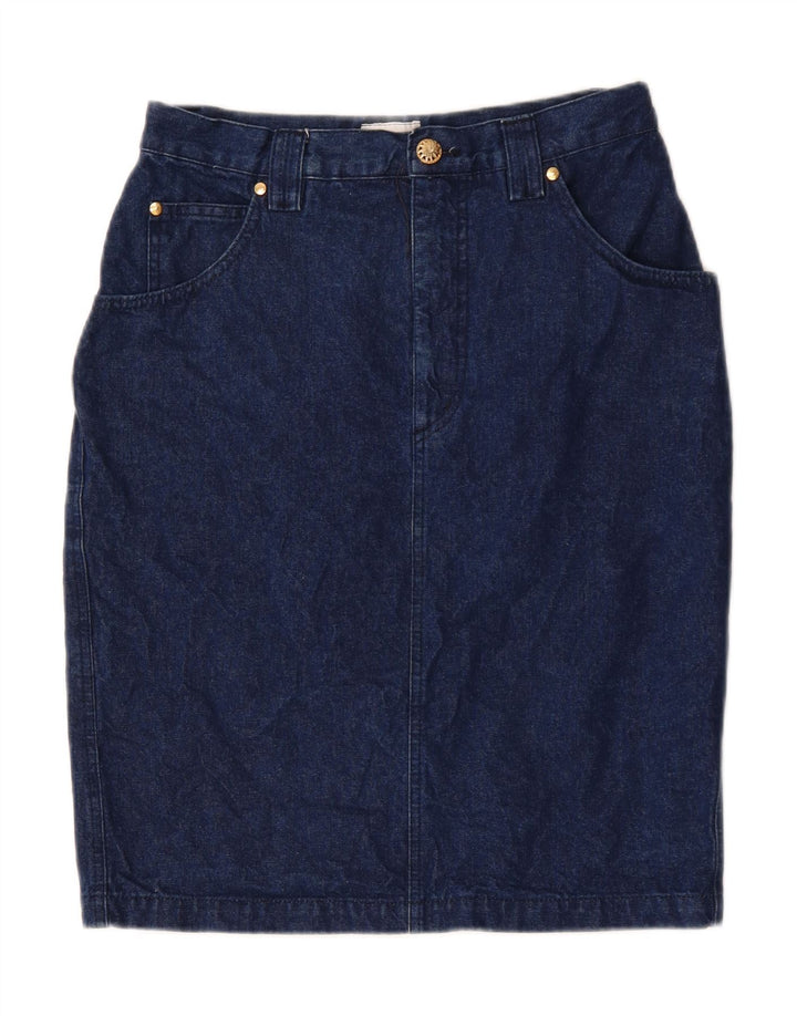 VINTAGE Damen Jeansrock W32 Große marineblaue Baumwolle