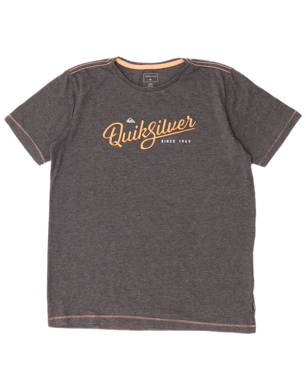 Quiksilver Jungen-T-Shirt mit Grafik, 15–16 Jahre, graue Baumwolle