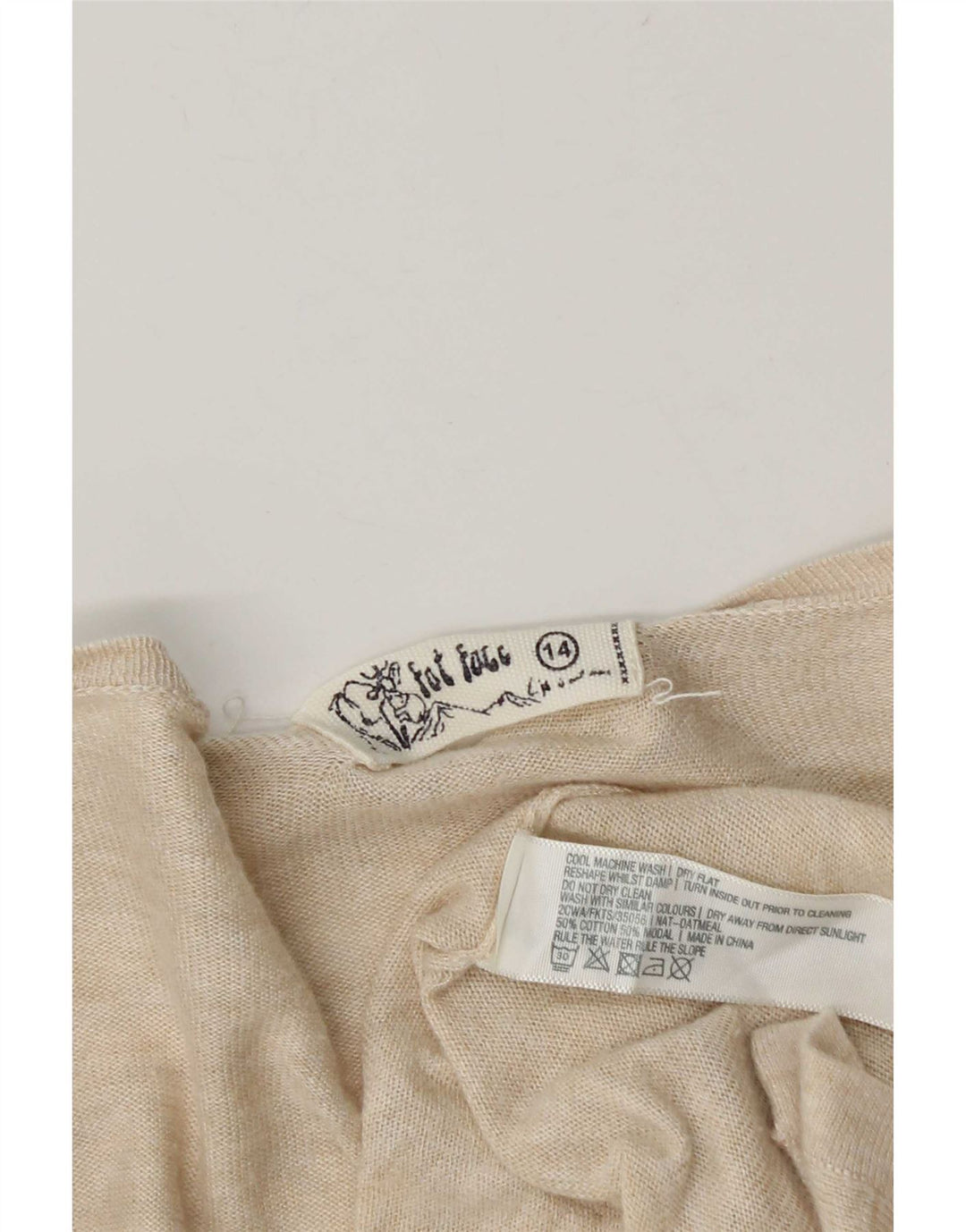 Fat Face Damen Longline Open Cardigan Pullover UK 14 Mittelbeige meliert