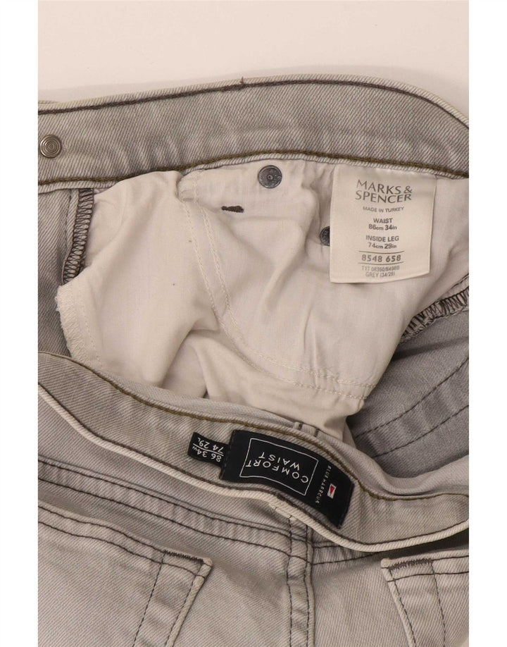 Marks & Spencer Herren Blue Harbor Straight Jeans W34 L29 Graue Baumwolle