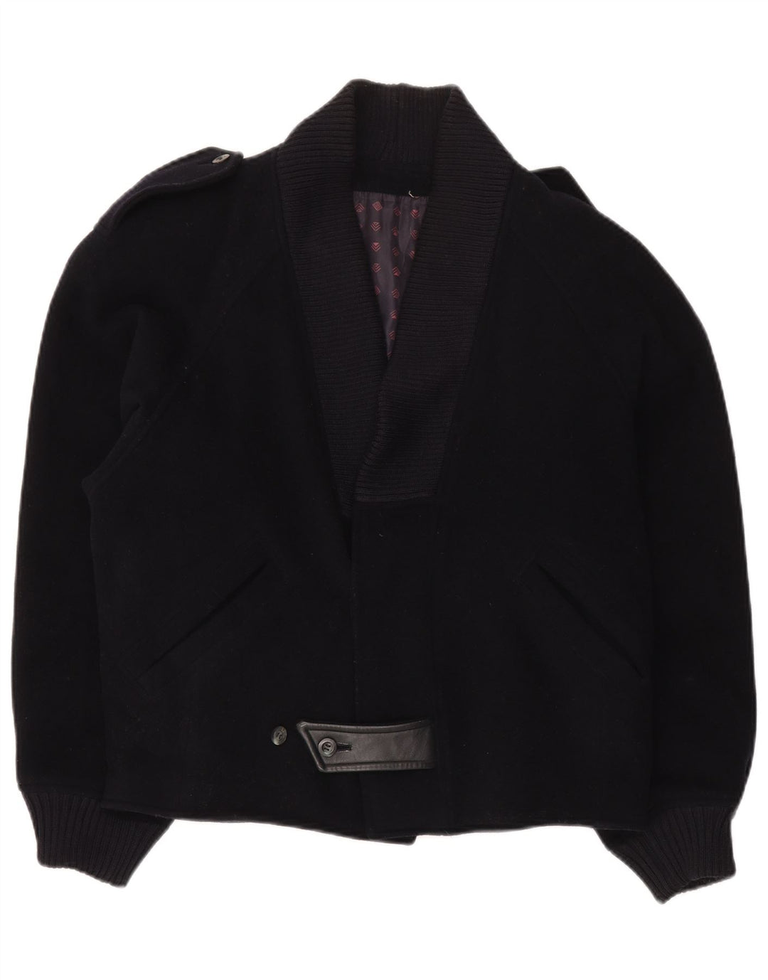 Vintage Herren-Militär-Bomberjacke IT 48 Mittelmarineblaue Schurwolle