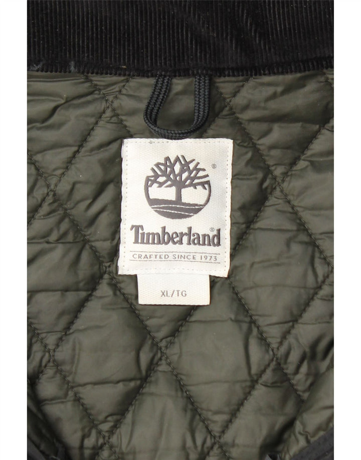 TIMBERLAND Mens Hooded Quilted Jacket UK 42 XL Black Polyester