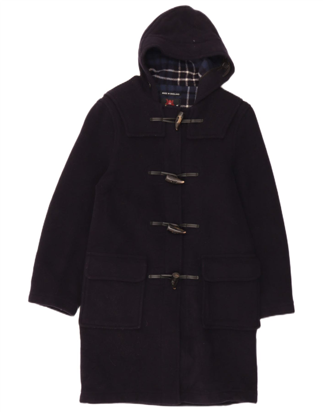 Gloverall Damen Dufflecoat mit Kapuze EU 34 XS Marineblaue Wolle