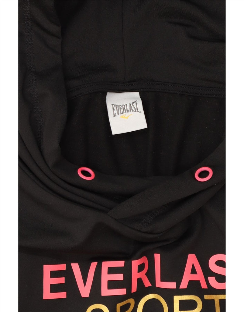 EVERLAST Womens Graphic Hoodie Jumper UK 10 Small Black Polyester Vintage Everlast and Second-Hand Everlast from Messina Hembry 