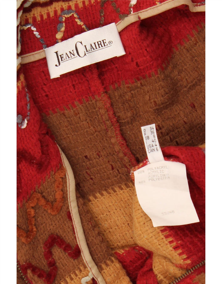 JEAN CLAIRE Damen-Strickjacke, Gr. 8, klein, rot gestreift, Acryl