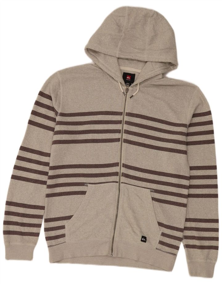 Quiksilver Herren-Kapuzenpullover mit Reißverschluss, mittelgrau, gestreift, Baumwolle