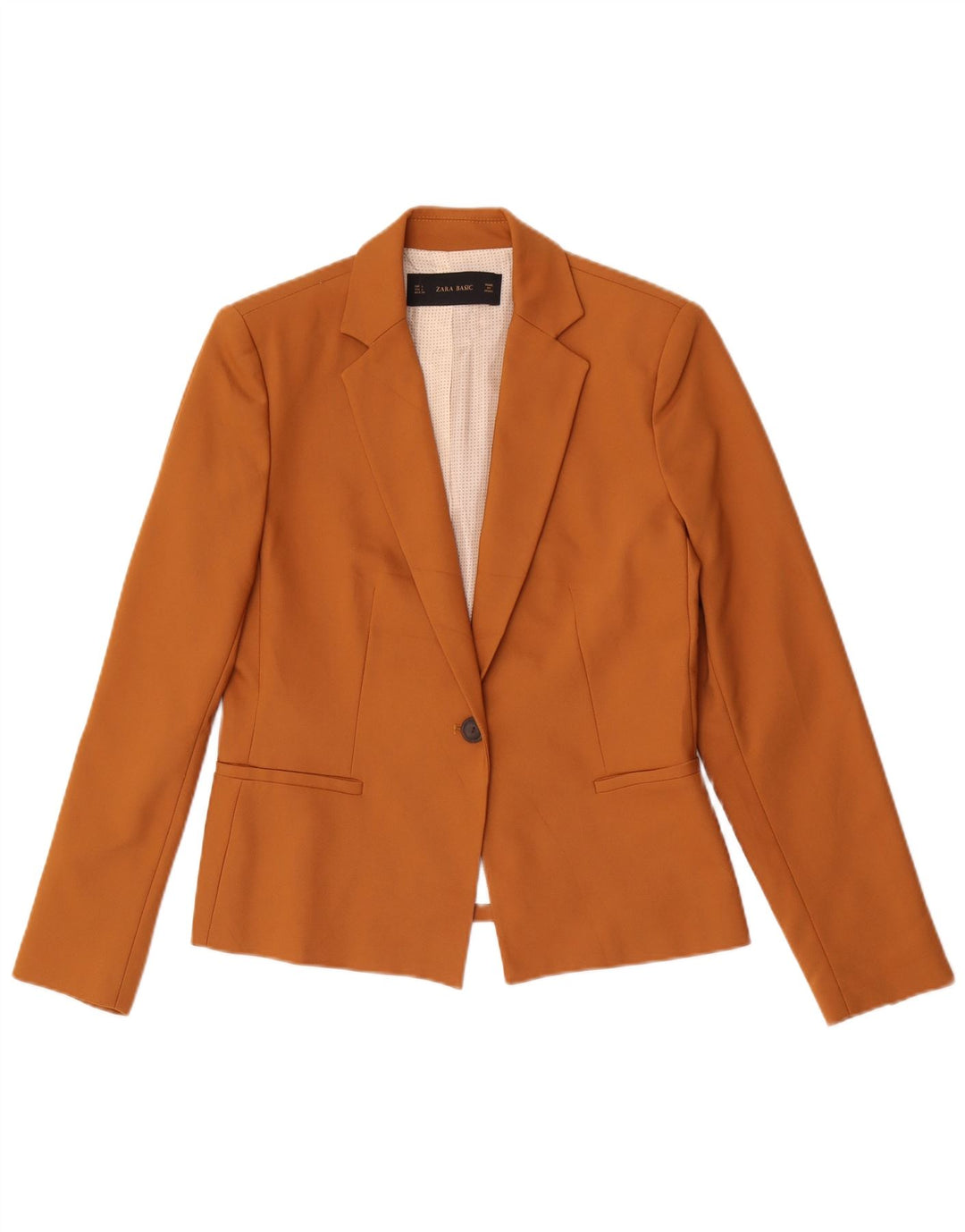 Zara Damen 1-Knopf-Blazerjacke UK 14 Large Beige Polyester