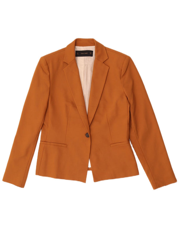 Zara Damen 1-Knopf-Blazerjacke UK 14 Large Beige Polyester