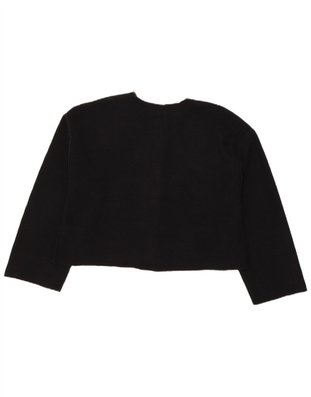 Zara Damen Crop Cardigan Pullover UK 12 Medium Schwarz Polyester