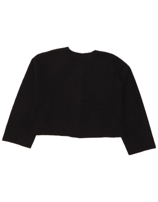 Zara Damen Crop Cardigan Pullover UK 12 Medium Schwarz Polyester