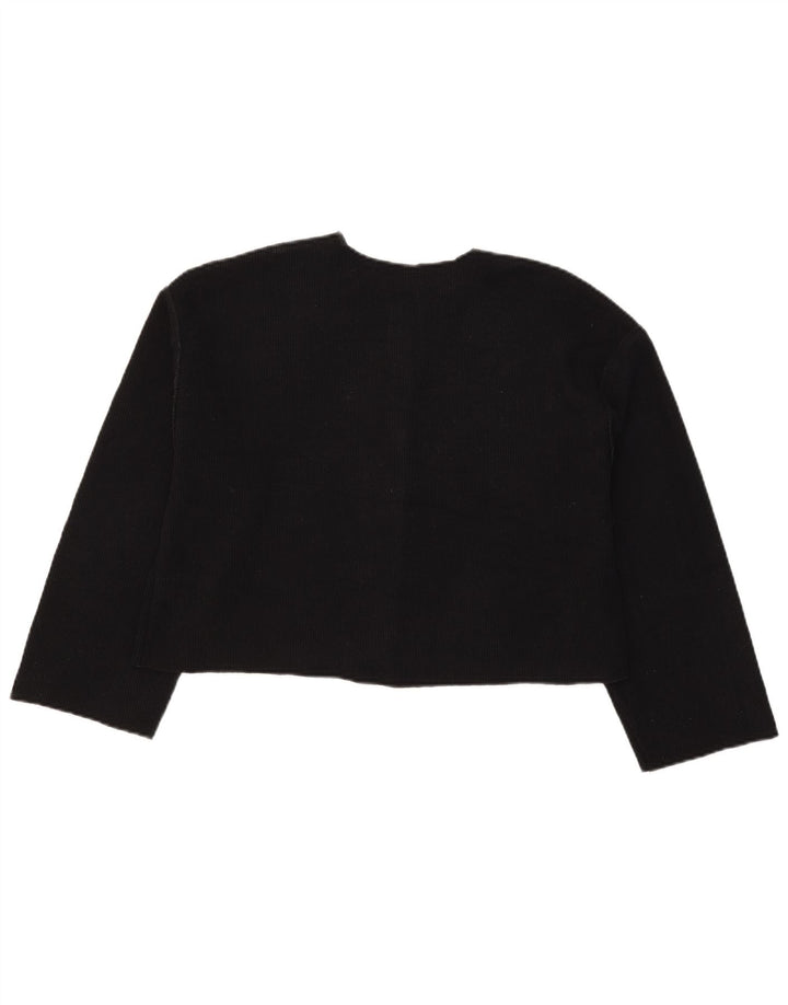 Zara Damen Crop Cardigan Pullover UK 12 Medium Schwarz Polyester