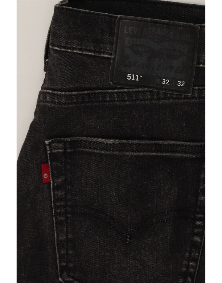 Levi's Herren 511 Slim Jeans W32 L32 schwarze Baumwolle
