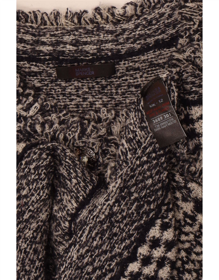 Marks & Spencer Damen-Cardigan-Pullover UK 12 Medium Navy Blue Houndstooth