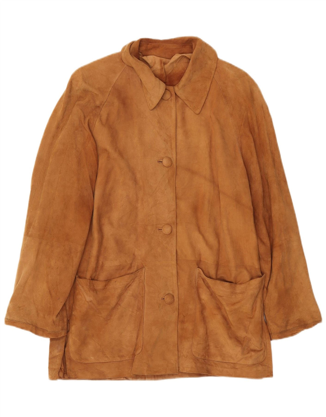 VINTAGE Damen Wildlederjacke IT 42 Mittelbeiges Leder