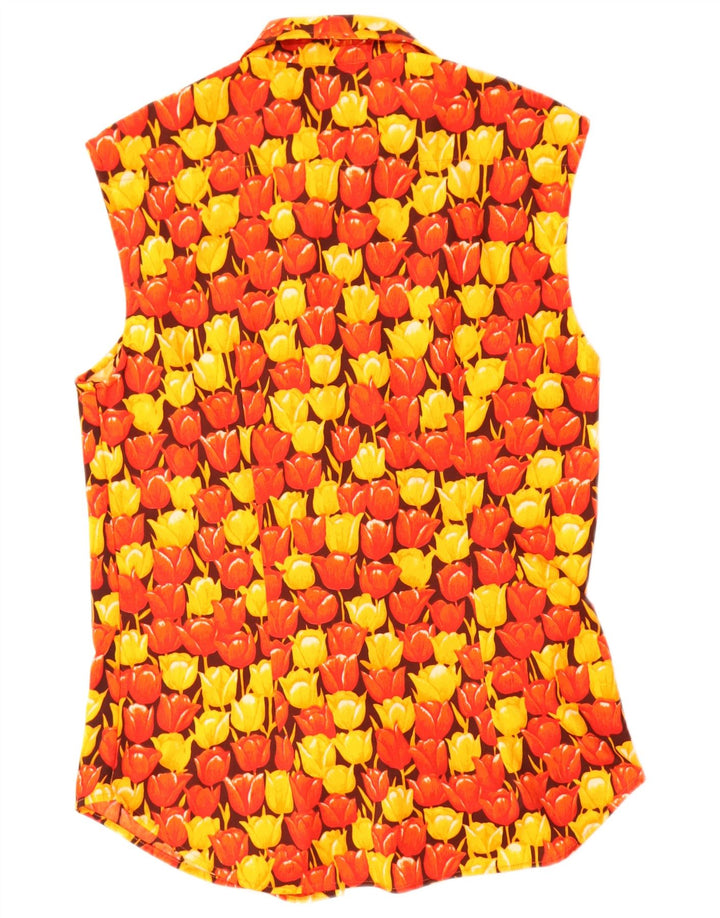 Vintage Herren ärmelloses Hemd aus kleinem, mehrfarbigem, floralem Polyester