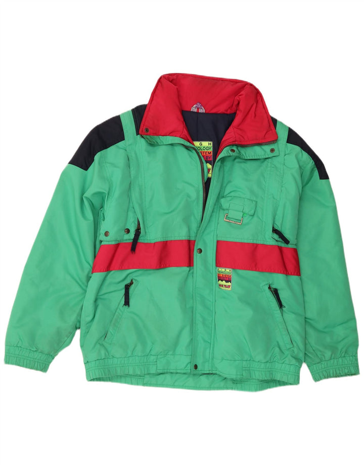 Norwegen Herren-Skijacke mit Kapuze, IT 52 XL, grünes Farbblock-Polyester
