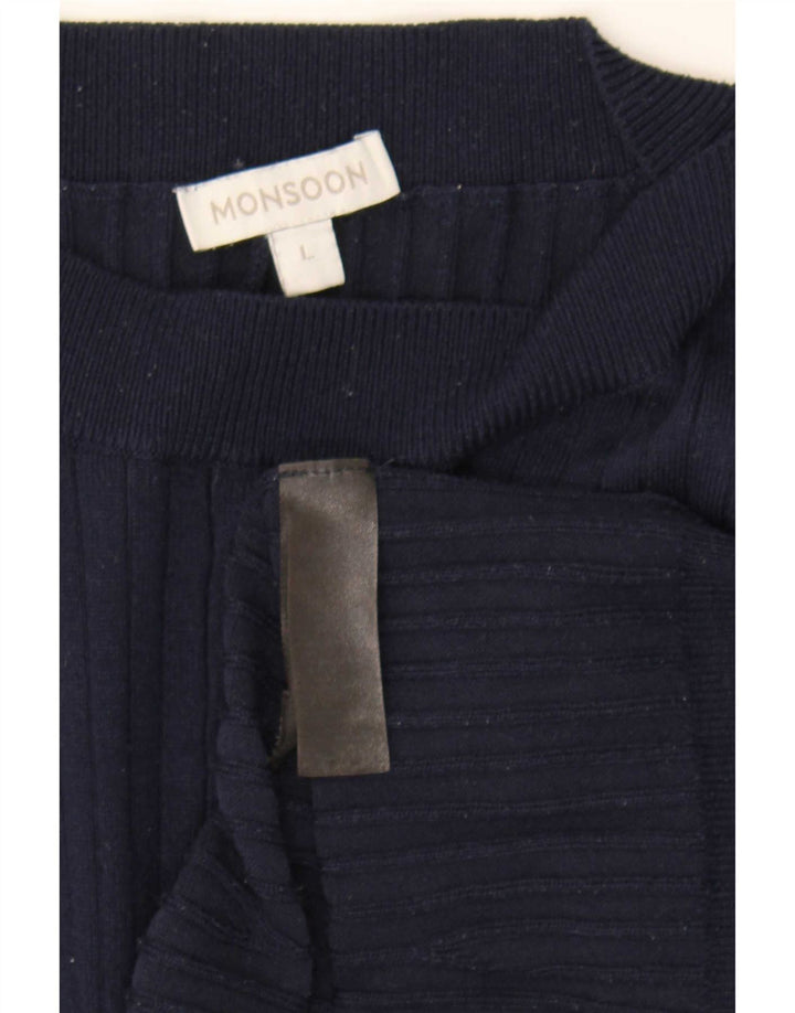 Monsoon Damen-Pulloverkleid, Größe L, Marineblau, Polyester