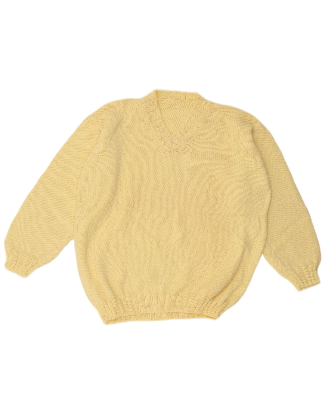 Vintage Herren V-Ausschnitt Pullover Pullover Groß Gelb