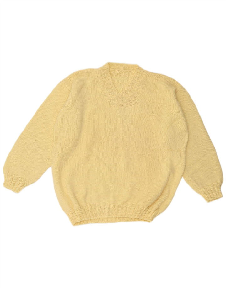 Vintage Herren V-Ausschnitt Pullover Pullover Groß Gelb