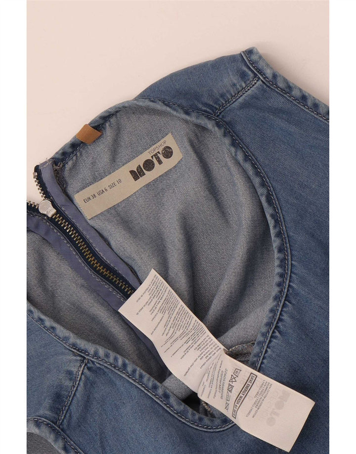 Topshop Womens Denim Playsuit UK 10 Small Blaue Baumwolle