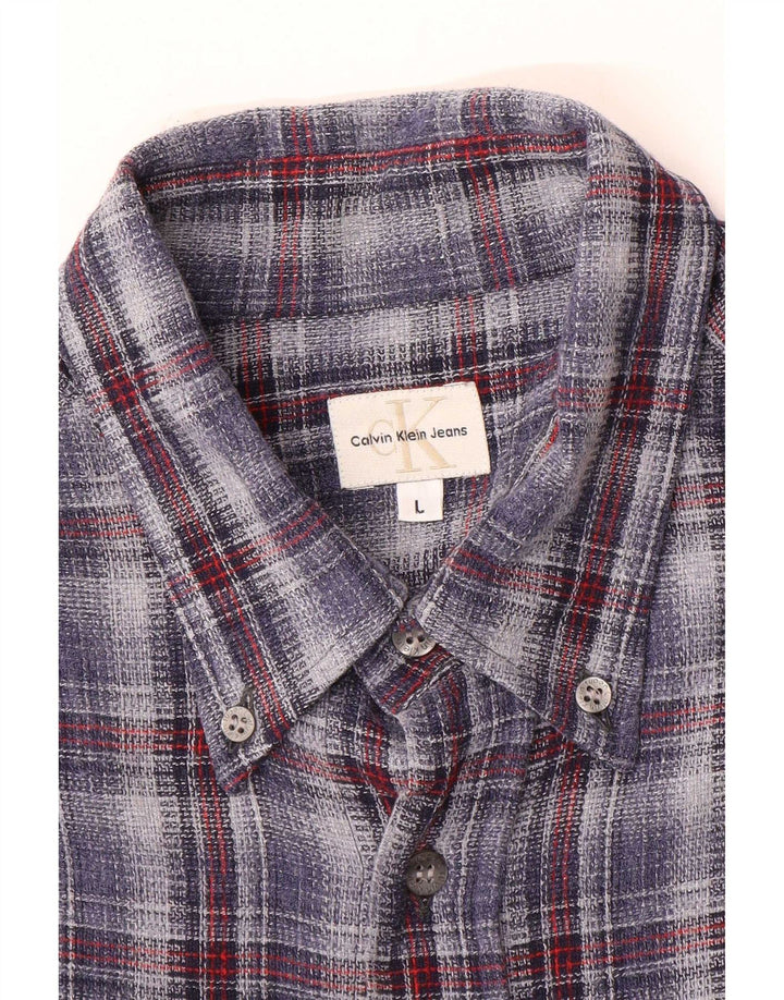 Calvin Klein Jeans Herren-Flanellhemd, groß, blau kariert