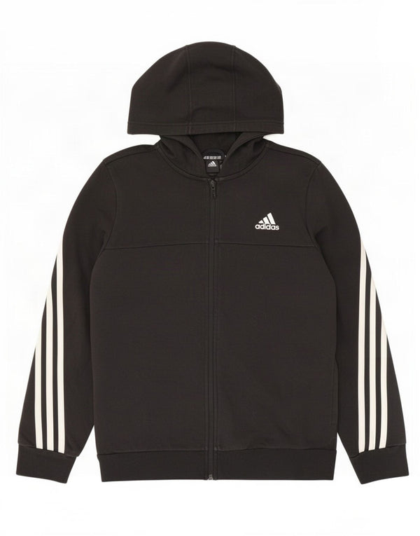 Adidas Jungen Kapuzenpullover mit Reißverschluss, 13–14 Jahre, schwarze Baumwolle