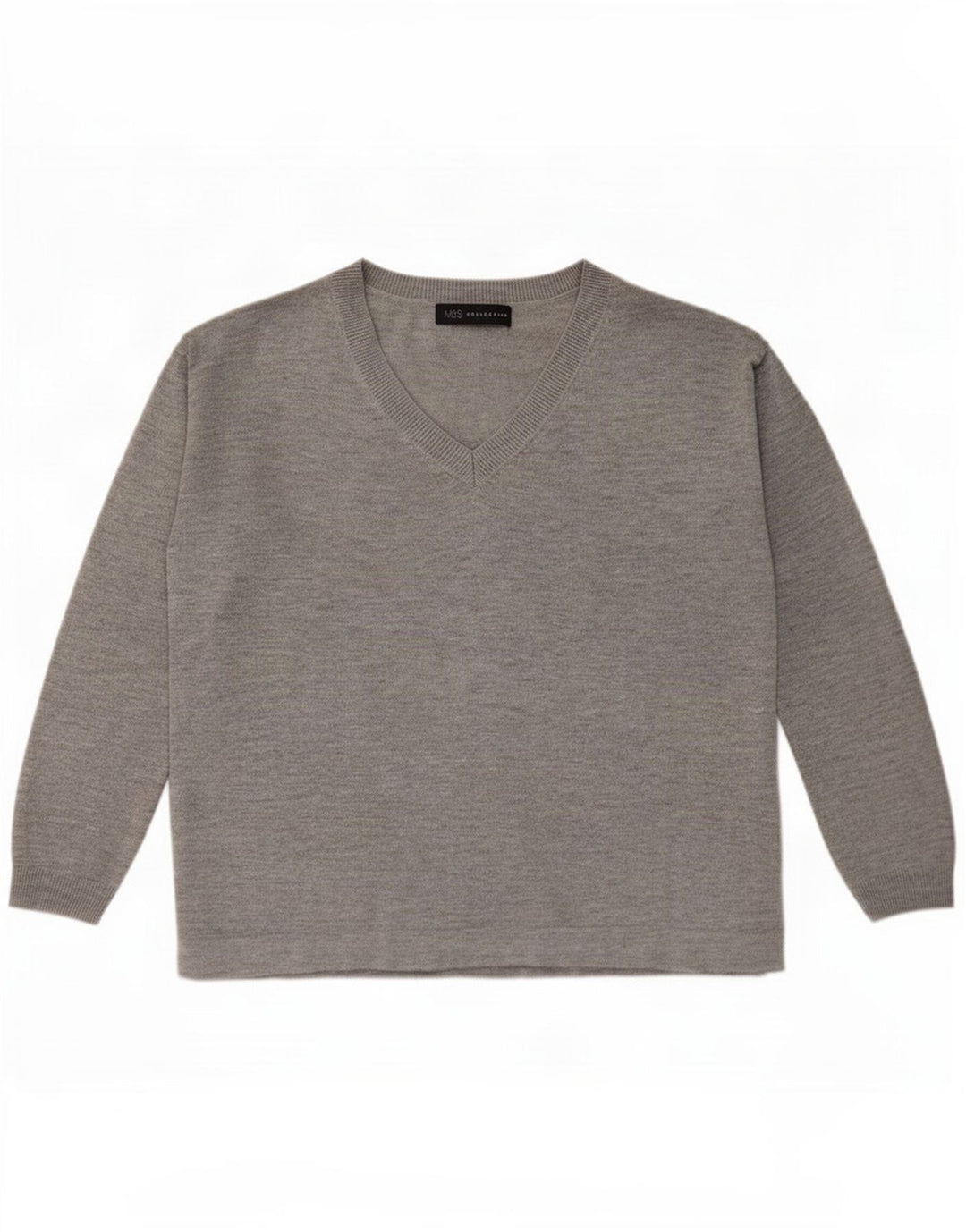Marks & Spencer Damen-Pullover, übergroß, V-Ausschnitt, Gr. 10, Größe S, Grau