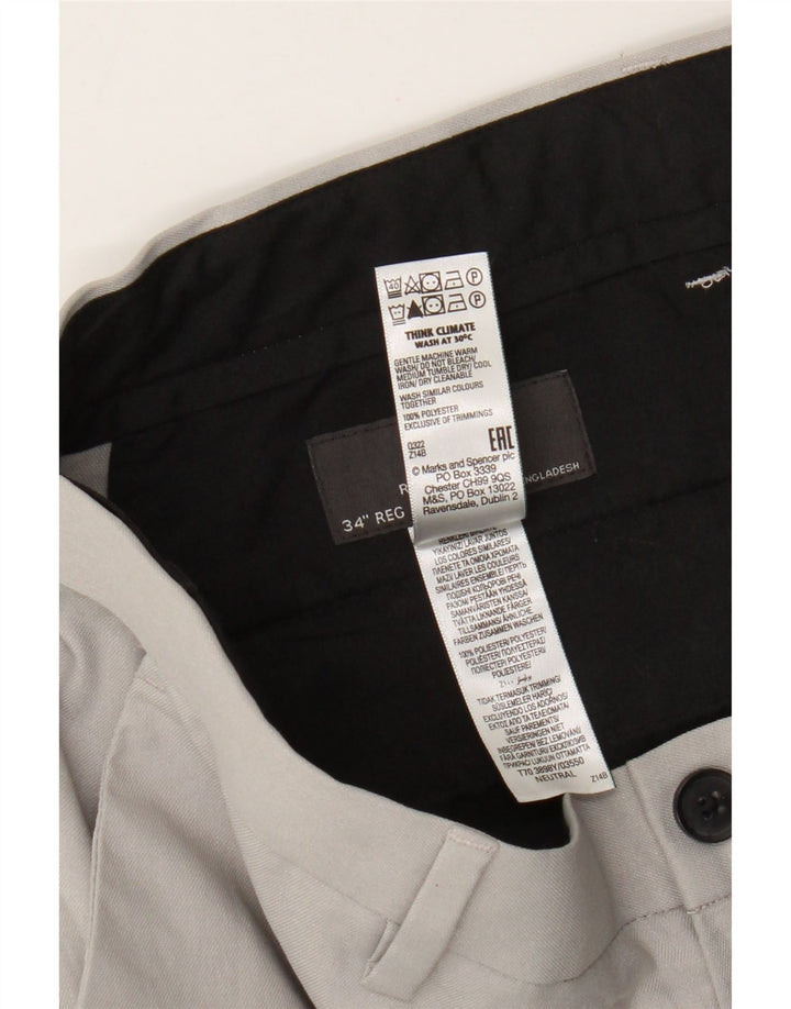 Marks & Spencer Herren-Chinohose mit normaler Passform, W34, L31, Grau, Polyester