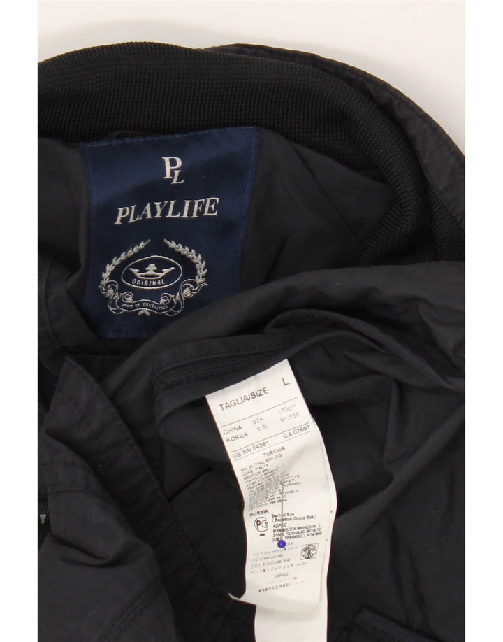 Playlife Damen Bomberjacke UK 16 Large Marineblaue Baumwolle